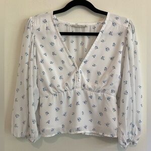 Abercrombie & Fitch White Blouse with Blue Floral Print